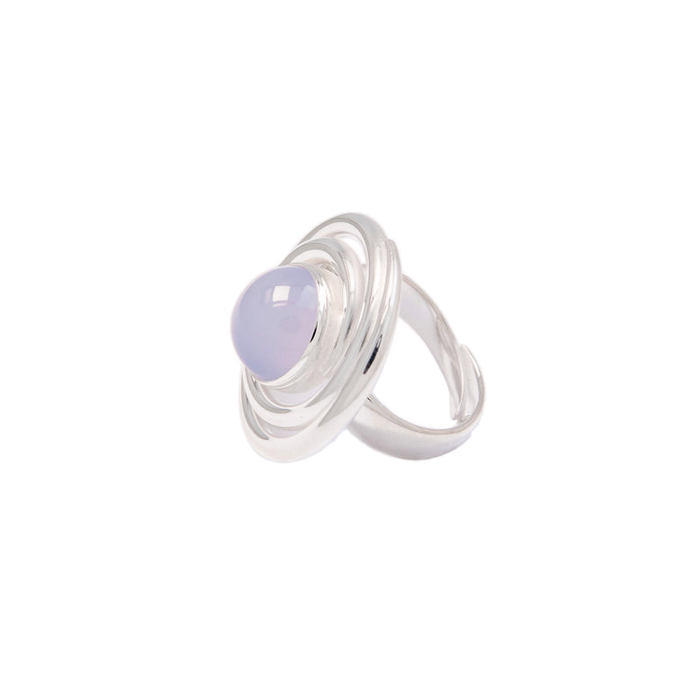 Handcrafted Openspiral Chalcedony Ring - Unique Design, Perfect Gift