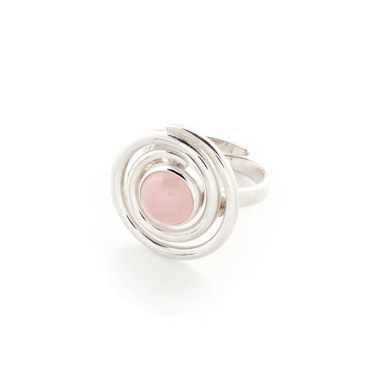 Unique Rose Quartz Ring – Open Spiral Design – Perfect Accessory For Any Outfit