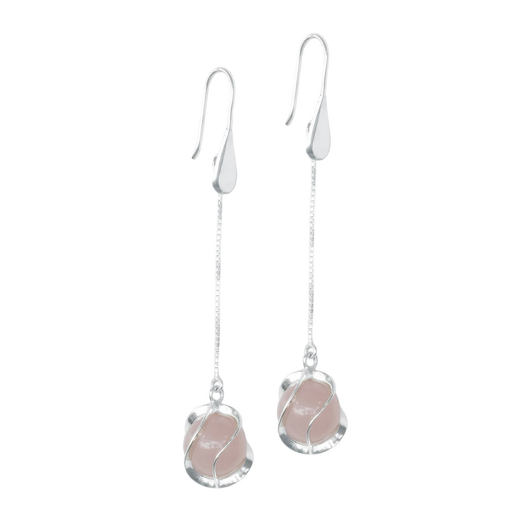 Experience a wave of luxury - shop the new Rose Quartz Earhooks from The Wave.