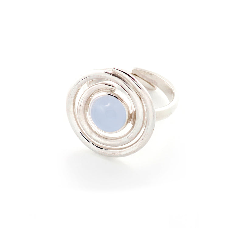 Handcrafted Openspiral Chalcedony Ring - Unique Design, Perfect Gift